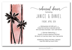 Palms on Dusty Pink Rehearsal Dinner Invitations