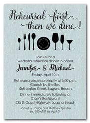 Rehearsal First Aqua Shimmery Party Invitations