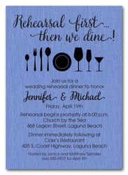 Rehearsal First Blue Shimmery Party Invitations