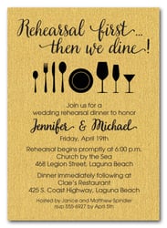 Rehearsal First Gold Shimmery Party Invitations