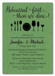Rehearsal First Green Shimmery Party Invitations