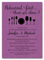 Rehearsal First Purple Shimmery Party Invitations