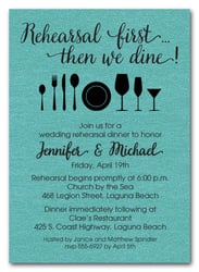 Rehearsal First Turquoise Shimmery Party Invitations