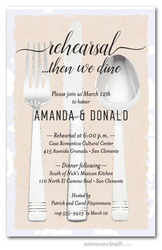 Flatware on Cream Rehearsal Dinner Invitations