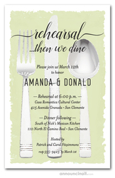 Flatware on Lime Rehearsal Dinner Invitations