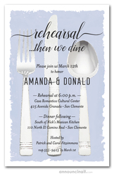 Flatware on Periwinkle Rehearsal Dinner Invitations