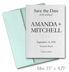 Simplicity Mini Save the Date Cards Wedding / AQUA Envelopes