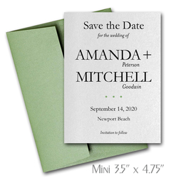 Simplicity Mini Save the Date Cards Wedding / GREEN Envelopes