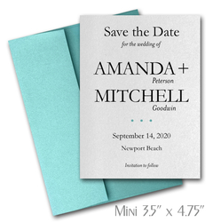 Simplicity Mini Save the Date Cards Wedding / TURQUOISE Envelopes