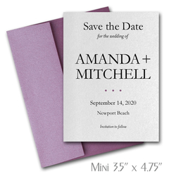 Simplicity Mini Save the Date Cards Wedding / PURPLE Envelopes