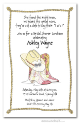 Western Boots Hat & Veil Bridal Shower Invitations