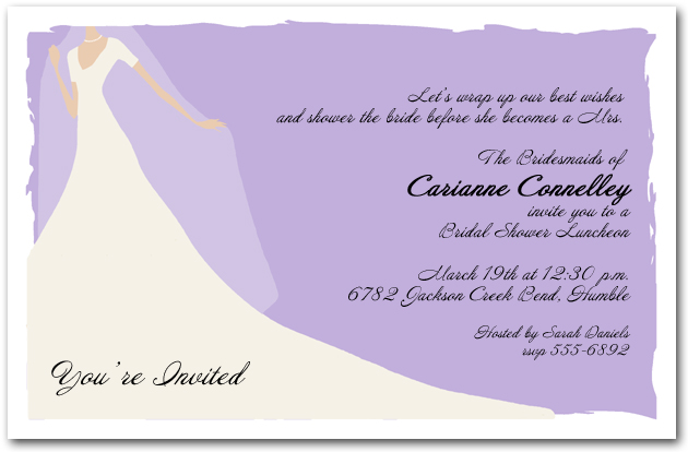 Graceful Gown on Lilac Bridal Shower Invitation