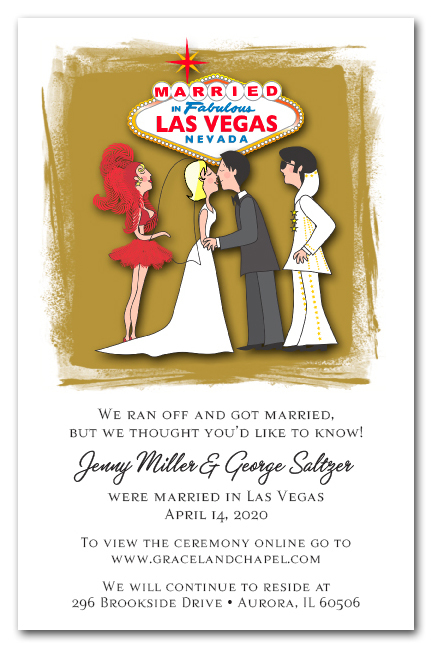 Blonde Married in Las Vegas with Elvis Elopement Announcements