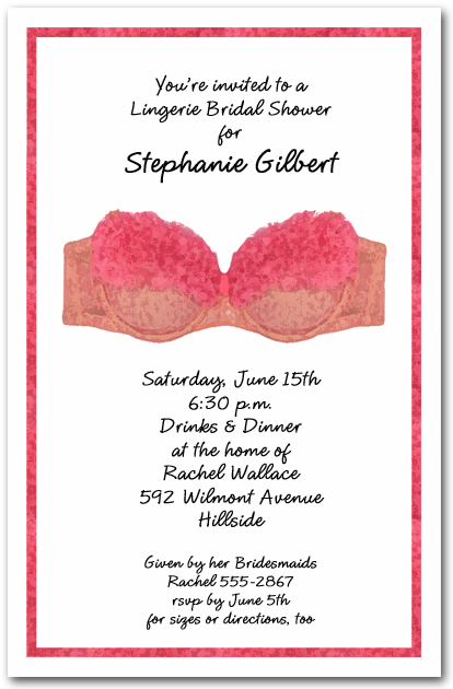 Pink Bra Lingerie Bridal Shower Invitations, Lingerie Shower Invitations